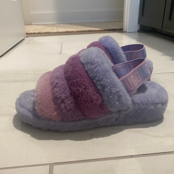 UGG Women’s Fluff Yeah Slide in Purple Ombré Sheepski - Picture 7 of 8